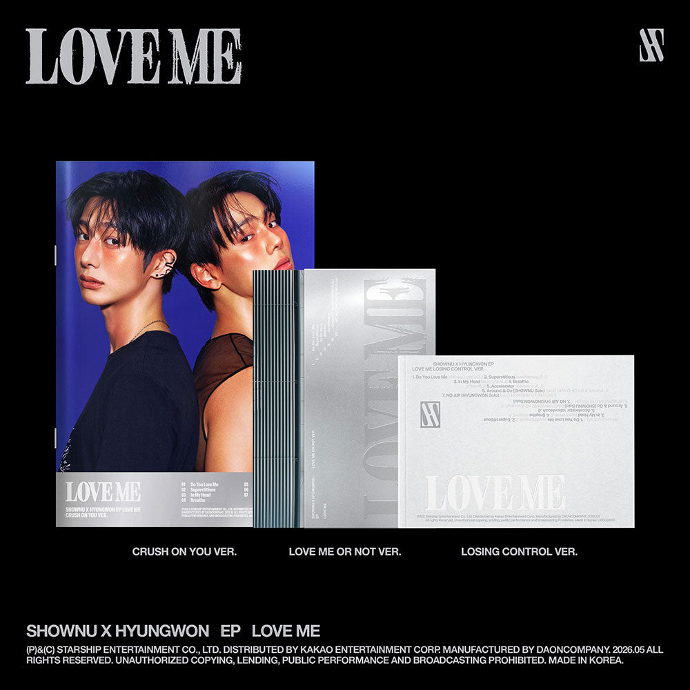 MONSTA X SHOWNU X HYUNGWON - LOVE ME EP ALBUM STARSHIP GIFT 3SET (CRUSH ON YOU+LOVE ME OR NOT+LOSING CONTROL) - COKODIVE