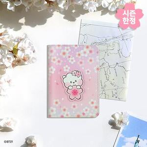 BT21 - CHERRY BLOSSOM LEATHER PATCH PASSPORT COVER S RJ - COKODIVE