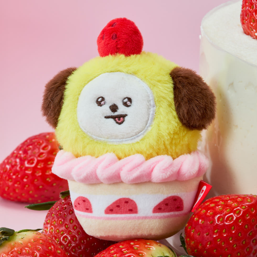 BT21 - STRAWBERRY PARTY CUSTARD STRAWBERRY TART PLUSH KEYRING