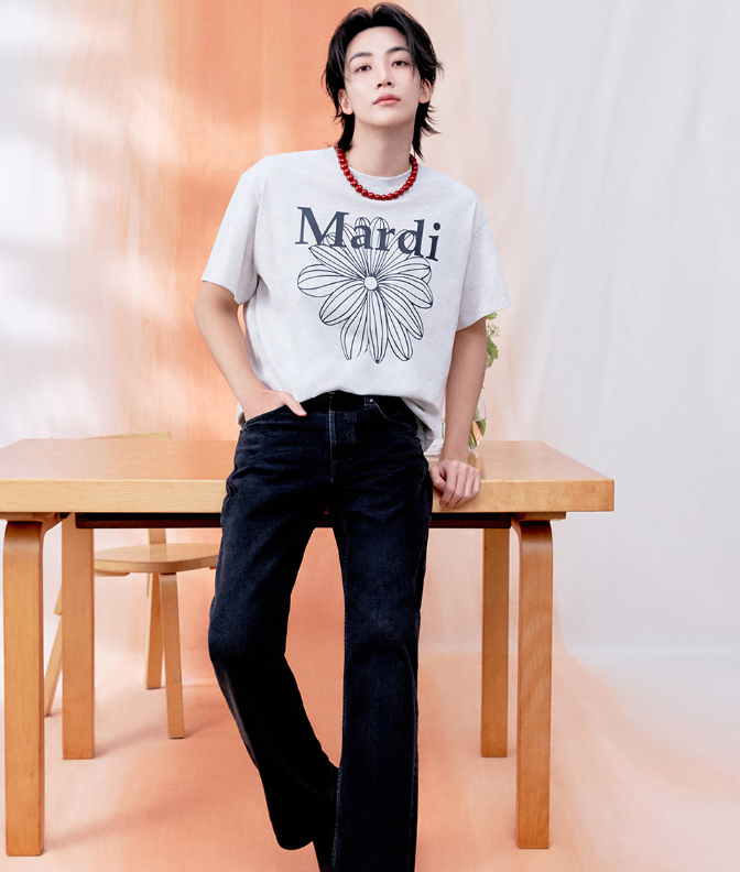 [WITH SVT JEONGHAN] TSHIRT LA FLEUR (OATMEAL BLACK)