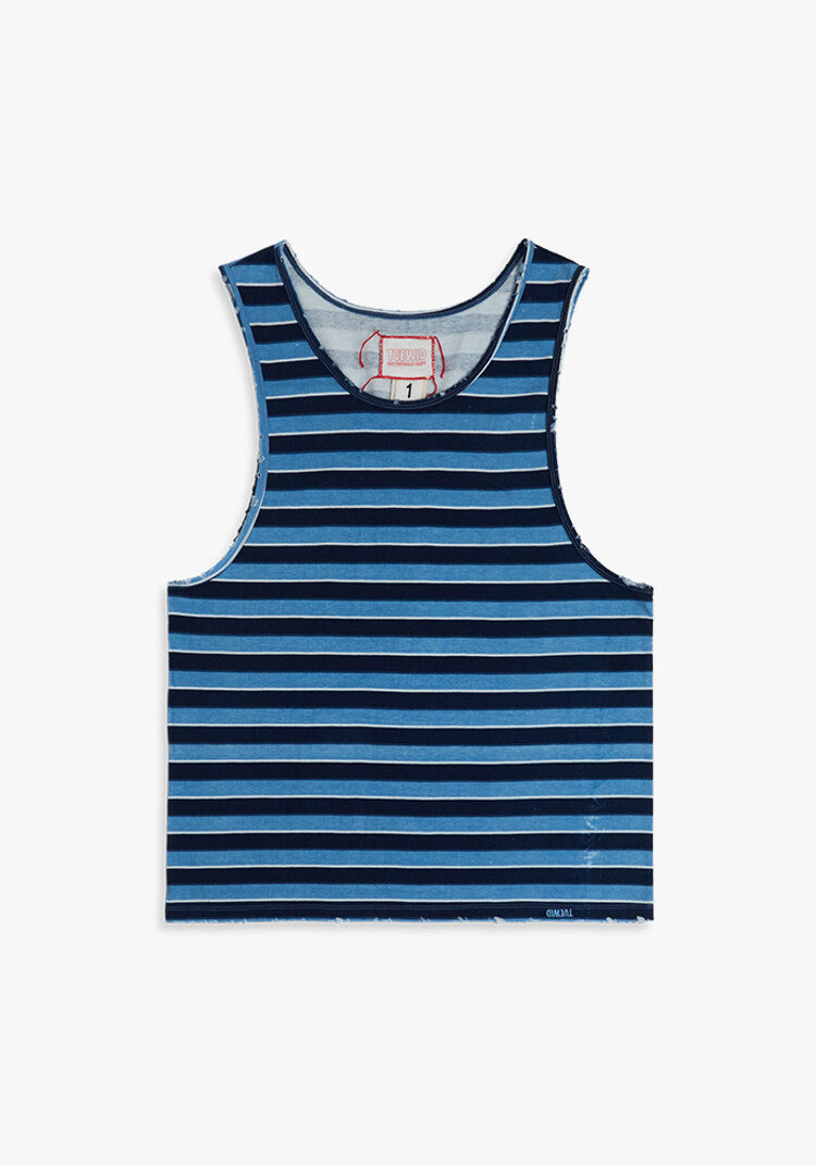 [BTS V PICK] TUEWID DISTRESSED SOLSTICE TANK TOP IN INDIGO STRIPE - COKODIVE