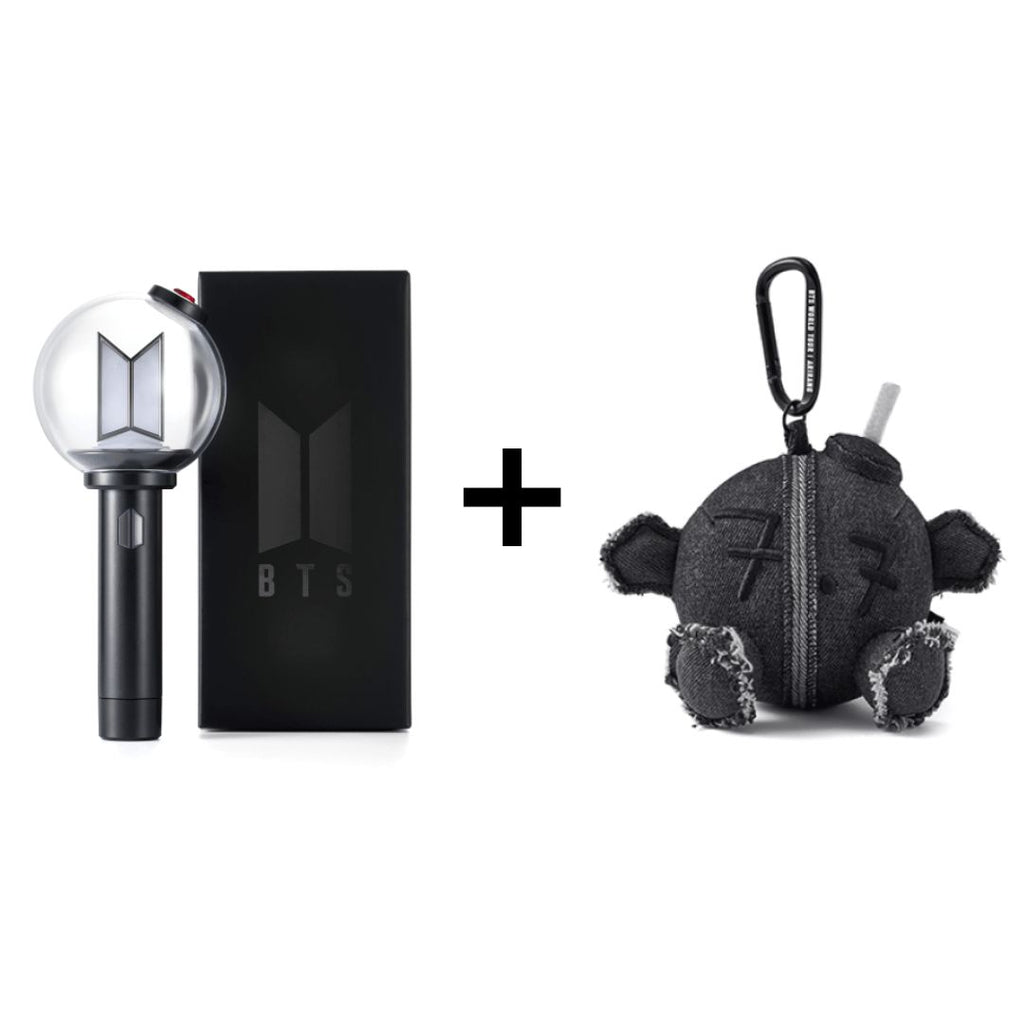 BTS - OFFICIAL LIGHT STICK VER.4 + ARMY BOMB PLUSH KEYRING BUNDLE