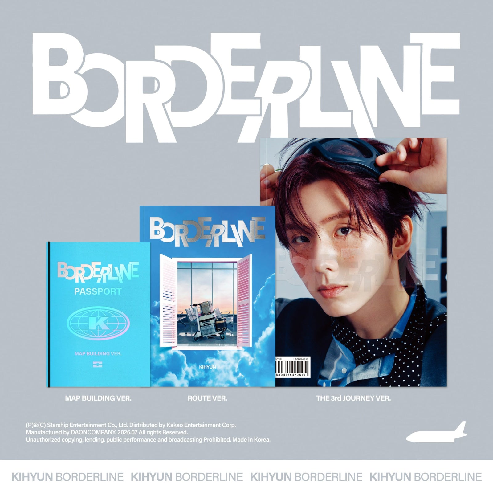 MONSTA X KIHYUN - BORDERLINE 2ND EP ALBUM STARSHIP GIFT SET (THE 3RD JOURNEY & ROUTE & MAP BUILDING)