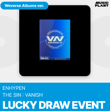 ENHYPEN - THE SIN : VANISH 7TH MINI ALBUM MUSICPLANT LUCKY DRAW EVENT WEVERSE ALBUMS VER - COKODIVE