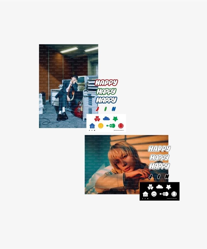 BTS JIN - HAPPY POP-UP : RUNNING WILD TO HAPPINESS OFFICIAL MD POSTER & STICKER SET - COKODIVE