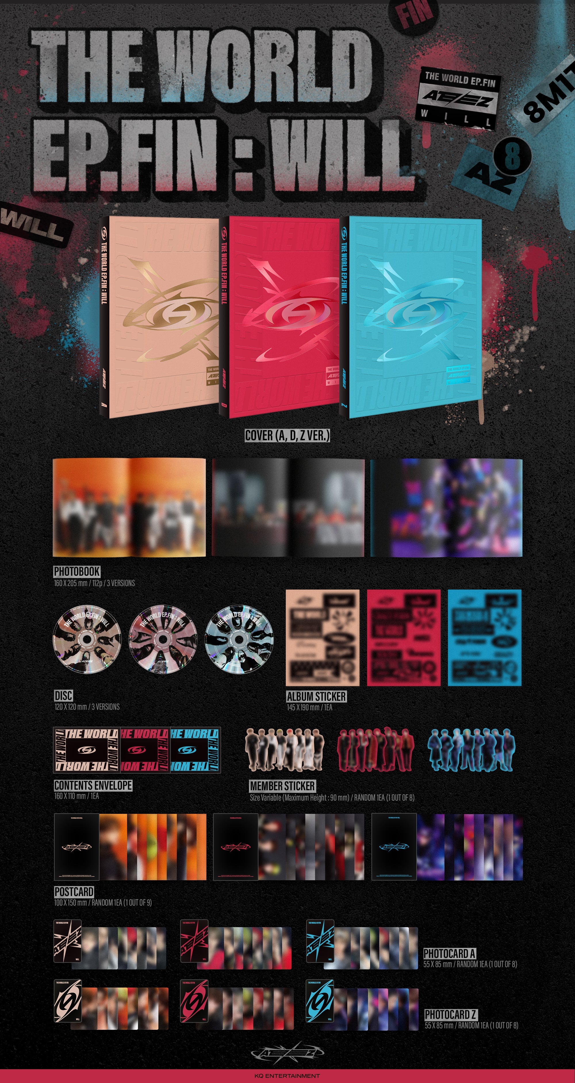 ATEEZ - THE WORLD EP.FIN WILL 2ND FULL ALBUM STANDARD VER. EVERLINE GI