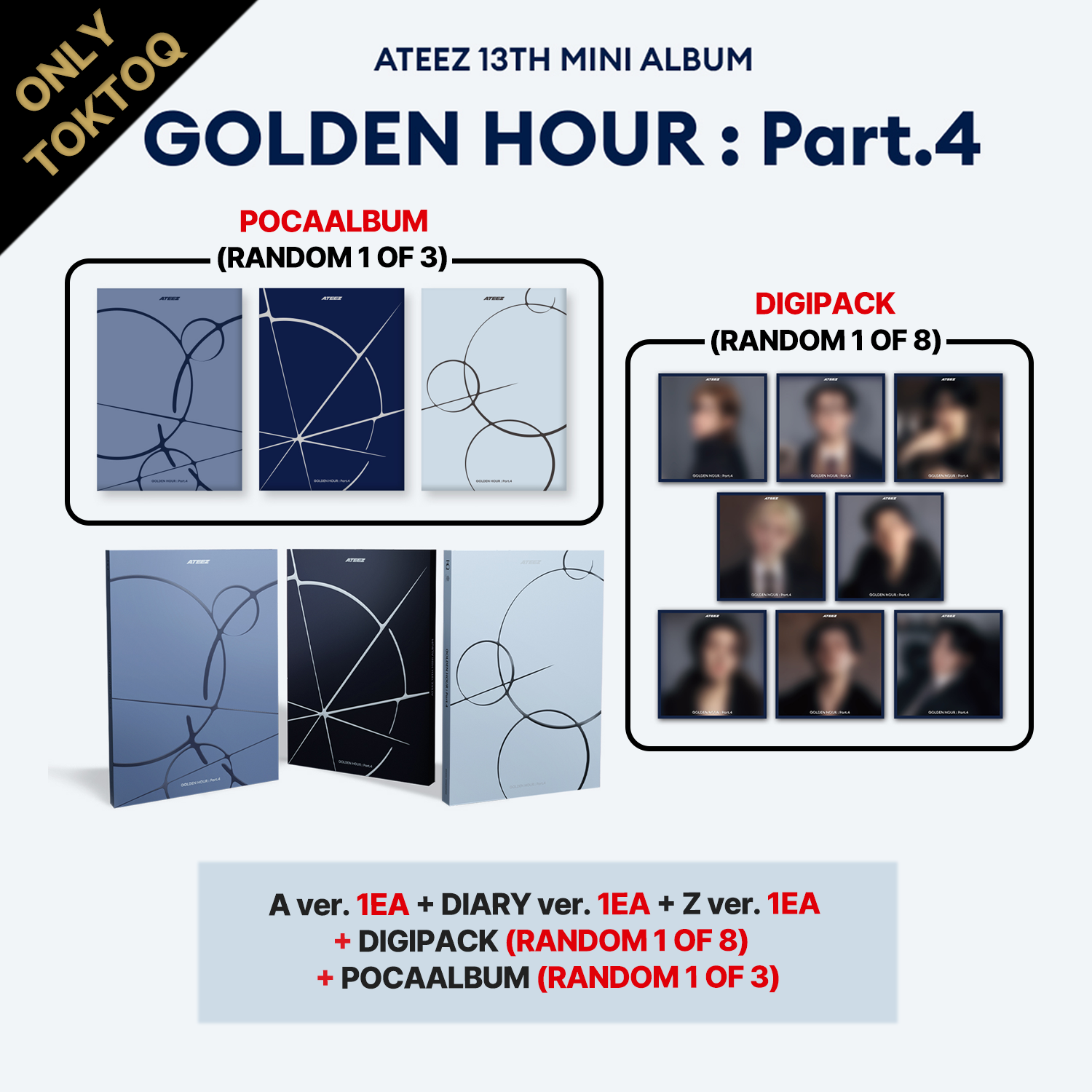 ATEEZ - GOLDEN HOUR : PART.4 MINI 13TH ALBUM TOKTOQ GIFT TOKTOQ SET - COKODIVE