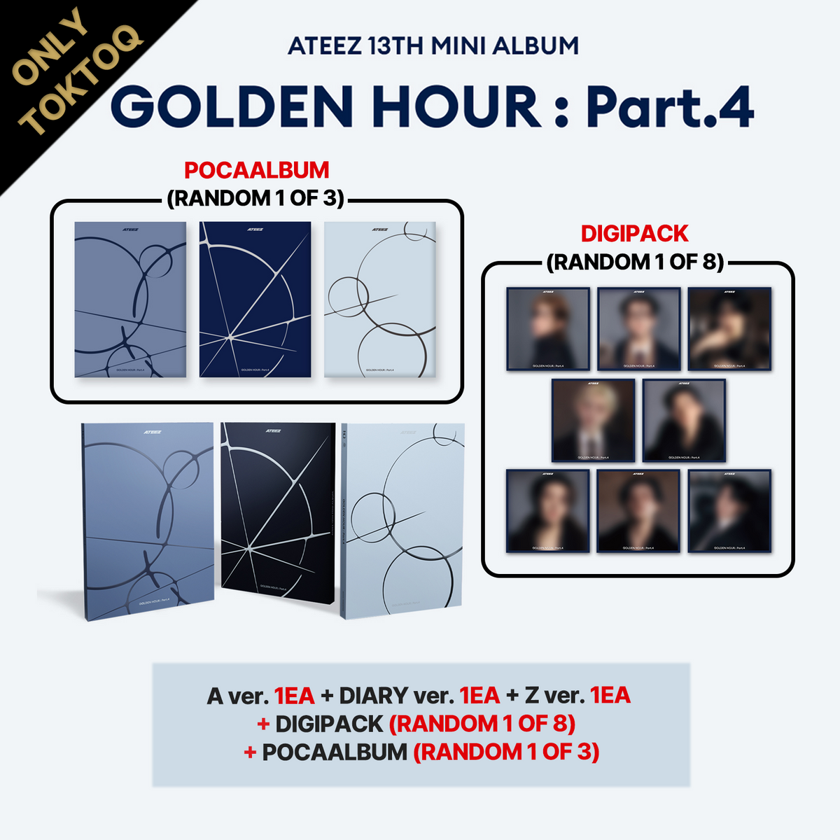 ATEEZ - GOLDEN HOUR : PART.4 MINI 13TH ALBUM TOKTOQ GIFT TOKTOQ SET - COKODIVE