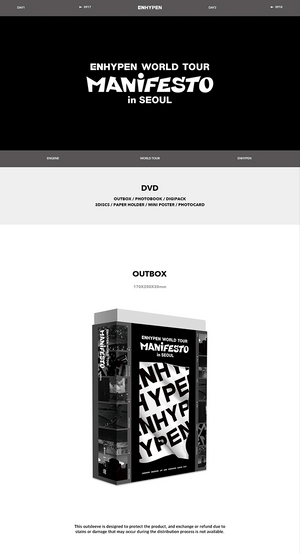 ENHYPEN - MANIFESTO WORLD TOUR IN SEOUL DVD - COKODIVE