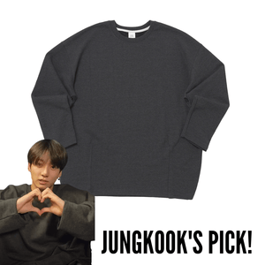 GVG FASHION BTS JUNGKOOK PICK - A NOTHING HEAVY TERRY BALLOON SWEAT BOX TEE CHARCOAL